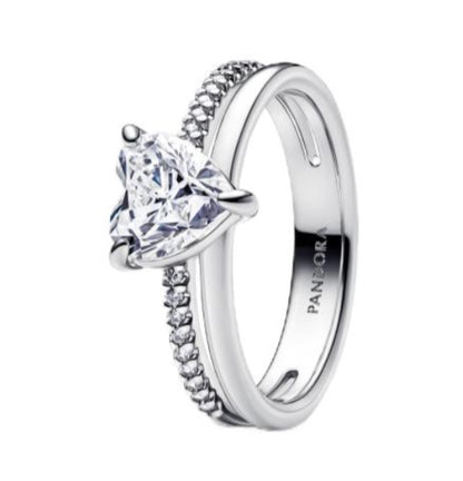 ANILLO CORAZÓN DOBLE BANDA Plata s925 ALE