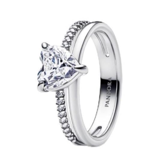 ANILLO CORAZÓN DOBLE BANDA Plata s925 ALE