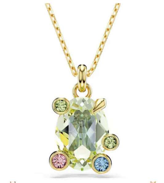 COLLAR COLGANTE GEMA MULTICOLOR Recubrimiento en Oro 23k