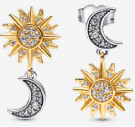 PENDIENTES SOL Y LUNA Plata s925 ALE