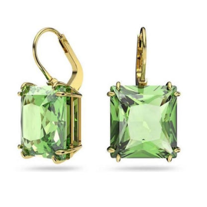 PENDIENTES MILLENIA CRISTAL DE TALLA CUADRADA Recubrimiento en Oro 23k