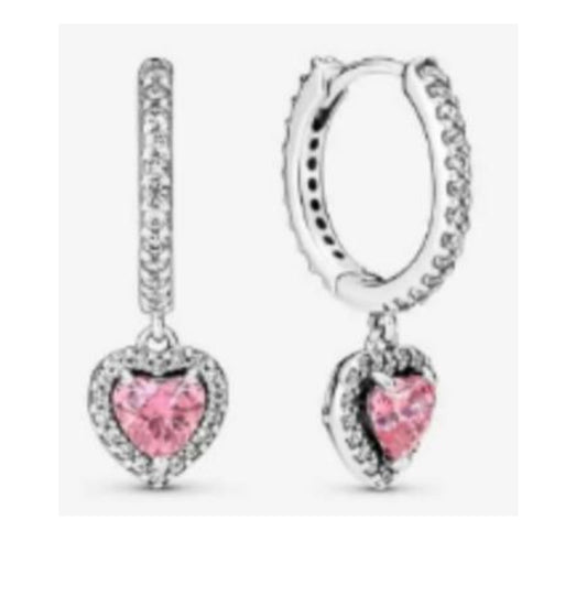PENDIENTES DE ARO CON HALO DE CORAZÓN Plata s925 ALE