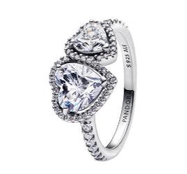 ANILLO CORAZÓN DOBLE ELEVADO ROJO Plata s925 ALE