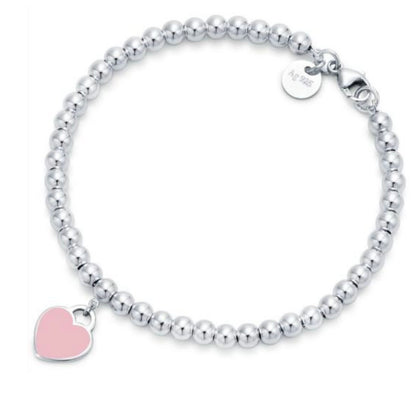 BRAZALETE RETURN TO TIFFANY CON CUENTAS Y PLACA ESTILO CORAZÓN Plata s925
