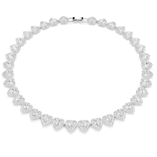 COLLAR TENNIS CORAZÓN BLANCO ARIANA GRANDE Baño en Rodio