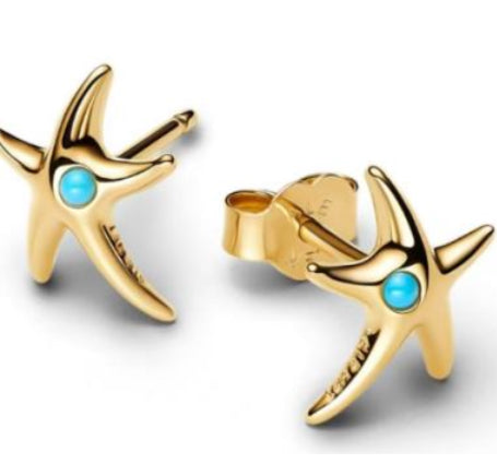 ARETES ESTRELLA DE MAR Recubrimiento en Oro 14k