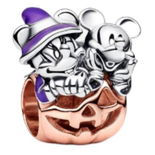CHARM CALABAZA MICKEY & MINNIE HALLOWEEN DISNEY Plata s925 ALE