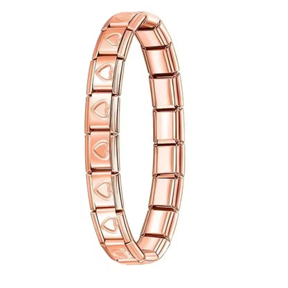 BRAZALETE ITALIANO ORO ROSA CON DISEÑO 17.5 cm Acero Inoxidable