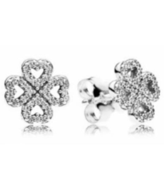 PENDIENTES TRÉBOL CON ZIRCONIAS Plata s925 ALE