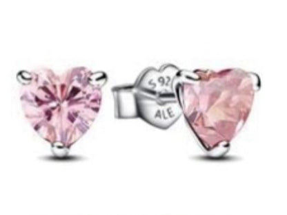 PENDIENTES BOTÓN CORAZÓN RELUCIENTE Plata s925 ALE