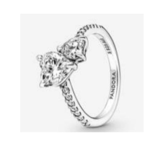 ANILLO DOBLE CORAZÓN RELUCIENTE Plata s925 ALE