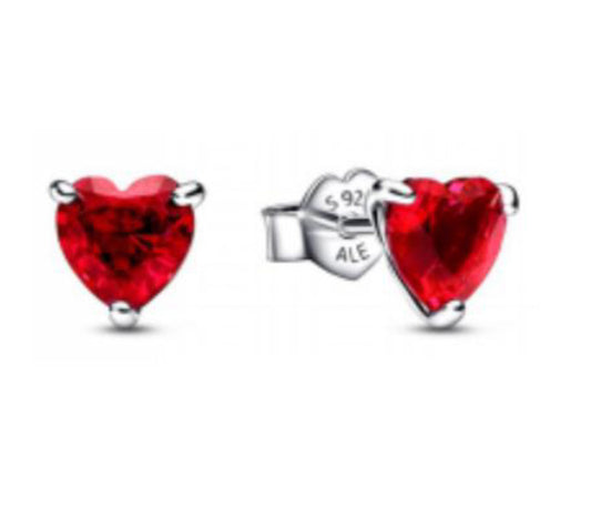 PENDIENTES BOTÓN CORAZÓN RELUCIENTE Plata s925 ALE