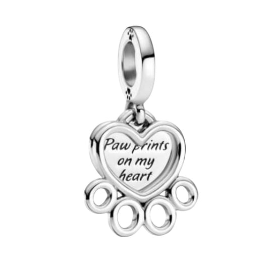 CHARM COLGANTE PAW PRINTS OF MY HEART Plata s925 ALE