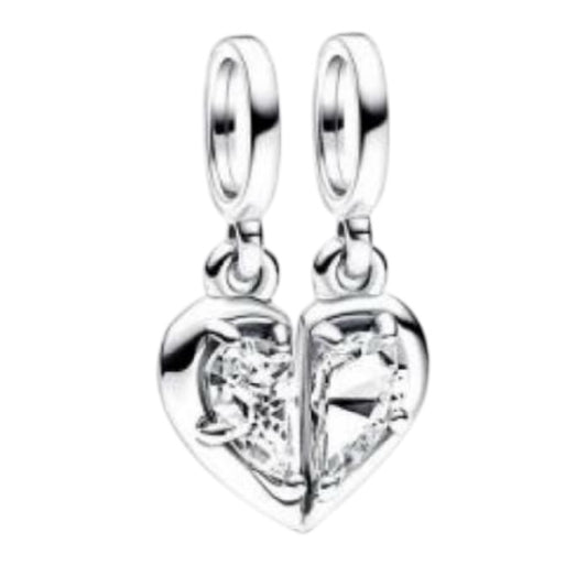 CHARM DOBLE CORAZÓN RELUCIENTE Plata s925 ALE