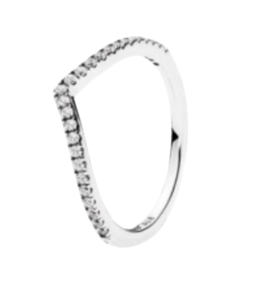 ANILLO HUESO DE LOS DESEOS CON ZIRCONIA Plata s925 ALE/ Recubrimiento en Oro 14k